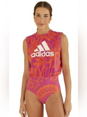 FARM rio x Adidas Magenta Pink and Coral Bodysuit